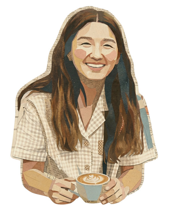 Annie smiling with latte